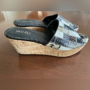 20% off today! Or make an offer! Vaneli snakeskin patchwork wedge sandals size 7